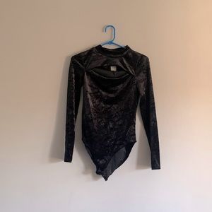 Black velvet bodysuit